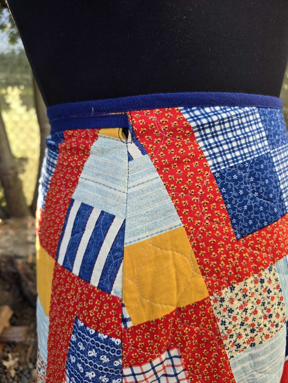 Vtg 70's Patchwork Wrap Maxi Skirt Cottagecore Americana Boho-Hippie Grandmacore - Picture 4 of 9